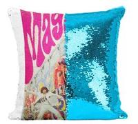 Fabulous Coussin avec Housse Sequin - Paillettes Turquoise the Who Magic Bus Rock [40 x 40 cm] Turquoise G