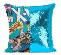 Fabulous Coussin avec Housse Sequin - Paillettes Turquoise X Men Marvel Couverture BD Vintage Comics [40 x 40 cm] Turquoise G