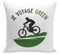 Fabulous Coussin blanc Je Voyage Green Vélo [40x40 cm] Blanc G