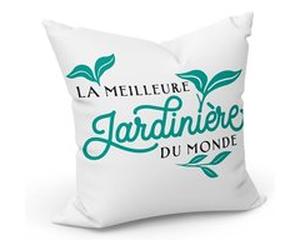 Fabulous Coussin Blanc La Meilleure Jardiniere du Monde [40x40 cm] Blanc G
