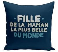 Fabulous Coussin bleu Fille de la Maman la plus belle du Monde [40x40 cm] Bleu G