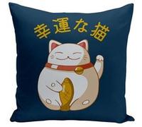 Fabulous Coussin bleu Maneki Neko Chat [40x40 cm] Bleu G