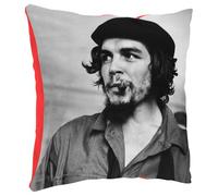 Fabulous Coussin en Peluche Rouge - Che Guevara Jeune Cuba Revolutionnaire 1959 Cigar Personnage Historique - 40 x 40 cm - Toucher Peluche - Housse et Coussin Inclus