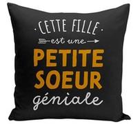 Fabulous Coussin noir Cette Fille est une Petite Soeur Géniale [40x40 cm] Noir G
