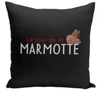 Fabulous Coussin noir Le Jour de la Marmotte [40x40 cm] Noir G