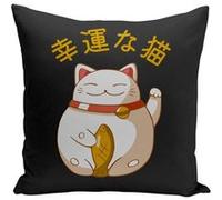 Fabulous Coussin noir Maneki Neko Chat [40x40 cm] Noir G
