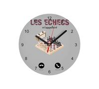 Fabulous Horloge Murale en Verre - Les Echecs m'appellent Passion Jeux de Société - Diamètre 20 cm - Gris