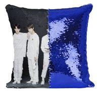 Fabulous Housse de Coussin à Sequin - Paillettes Bleu BTS Pub Marque de Vetement [40 x 40 cm] Bleu G