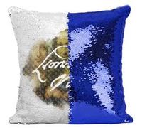 Fabulous Housse de Coussin à Sequin - Paillettes Bleu Da Vinci Signature Peinture [40 x 40 cm] Bleu G