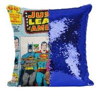 Fabulous Housse de Coussin à Sequin - Paillettes Bleu Justice League Superman Batman Bande Dessinee [40 x 40 cm] Bleu G