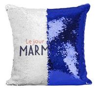 Fabulous Housse de Coussin à Sequin - Paillettes Bleu Le Jour de la Marmotte [40 x 40 cm] Bleu G