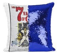 Fabulous Housse de Coussin à Sequin - Paillettes Bleu les 7 Vampires d'Or Cinéma [40 x 40 cm] Bleu G