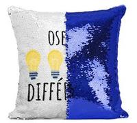 Fabulous Housse de Coussin à Sequin - Paillettes Bleu Ose Etre Différente [40 x 40 cm] Bleu G