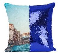 Fabulous Housse de Coussin à Sequin - Paillettes Bleu Pont Rialto Venise Italie [40 x 40 cm] Bleu G