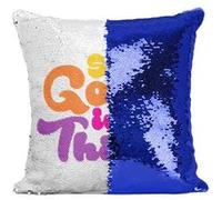Fabulous Housse de Coussin à Sequin - Paillettes Bleu See Good in All Things [40 x 40 cm] Bleu G