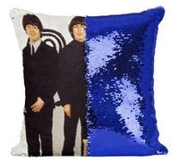 Fabulous Housse de Coussin à Sequin - Paillettes Bleu The Beatles Real Love [40 x 40 cm] Bleu G