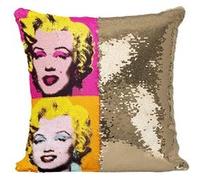 Fabulous Housse de Coussin à Sequin - Paillettes Doré Andy Warhol Portrait Quadriptique Marilyn Monroe [40 x 40 cm] Doré G