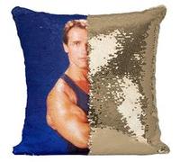 Fabulous Housse de Coussin à Sequin - Paillettes Doré Arnold Schwarzenegger Jeune [40 x 40 cm] Doré G
