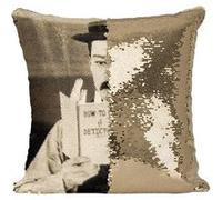 Fabulous Housse de Coussin à Sequin - Paillettes Doré Charlie Chaplin How to be a Detective [40 x 40 cm] Doré G