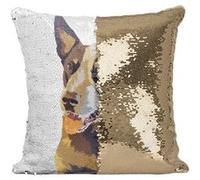 Fabulous Housse de Coussin à Sequin - Paillettes Doré Chien Animal De Compagnie Artwork Peinture Design [40 x 40 cm] Doré G