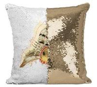Fabulous Housse de Coussin à Sequin - Paillettes Doré Coquillage Minimaliste [40 x 40 cm] Doré G