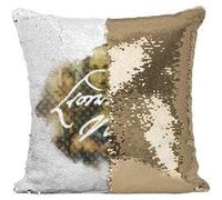 Fabulous Housse de Coussin à Sequin - Paillettes Doré Da Vinci Signature Peinture [40 x 40 cm] Doré G