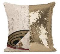 Fabulous Housse de Coussin à Sequin - Paillettes Doré Estampe Japonaise 11 Art Délicat [40 x 40 cm] Doré G