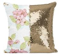 Fabulous Housse de Coussin à Sequin - Paillettes Doré Fleur Sakura Cerisier Japonais [40 x 40 cm] Doré G