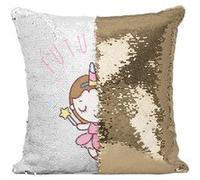 Fabulous Housse de Coussin à Sequin - Paillettes Doré Future Fée [40 x 40 cm] Doré G