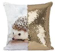Fabulous Housse de Coussin à Sequin - Paillettes Doré Herisson Blanc Terrasse [40 x 40 cm] Doré G
