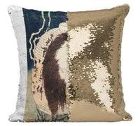 Fabulous Housse de Coussin à Sequin - Paillettes Doré Hokusai Estampe Lanterne Fantome [40 x 40 cm] Doré G