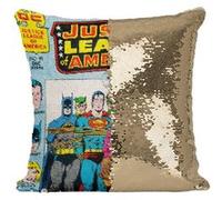 Fabulous Housse de Coussin à Sequin - Paillettes Doré Justice League Superman Batman Bande Dessinee [40 x 40 cm] Doré G