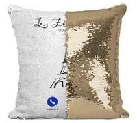 Fabulous Housse de Coussin à Sequin - Paillettes Doré La France M'Appelle Tour Eiffel [40 x 40 cm] Doré G