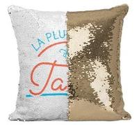 Fabulous Housse de Coussin à Sequin - Paillettes Doré La Plus Belle des Tatas [40 x 40 cm] Doré G