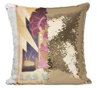 Fabulous Housse de Coussin à Sequin - Paillettes Doré Las Vegas Nevada Affiche Poster Vintage [40 x 40 cm] Doré G