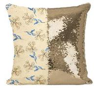 Fabulous Housse de Coussin à Sequin - Paillettes Doré Motif fleurs en cloche [40 x 40 cm] Doré G