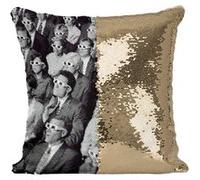 Fabulous Housse de Coussin à Sequin - Paillettes Doré Public Cinema Lunettes 3D 1960 [40 x 40 cm] Doré G