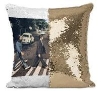 Fabulous Housse de Coussin à Sequin - Paillettes Doré The Beatles Abbey Road Cover [40 x 40 cm] Doré G