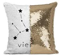 Fabulous Housse de Coussin à Sequin - Paillettes Doré Vierge Etoile Signe Astrologie [40 x 40 cm] Doré G