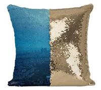 Fabulous Housse de Coussin à Sequin - Paillettes Doré Vue Aérienne de la Tour Eiffel Illuminée Paris [40 x 40 cm] Doré G