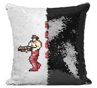 Fabulous Housse de Coussin à Sequin - Paillettes Noir Bros Pixel Contra [40 x 40 cm] Noir G