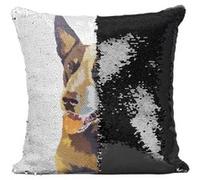 Fabulous Housse de Coussin à Sequin - Paillettes Noir Chien Animal De Compagnie Artwork Peinture Design [40 x 40 cm] Noir G
