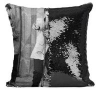 Fabulous Housse de Coussin à Sequin - Paillettes Noir Elvis Presley Chanteur 15 [40 x 40 cm] Noir G