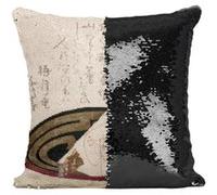 Fabulous Housse de Coussin à Sequin - Paillettes Noir Estampe Japonaise 11 Art Délicat [40 x 40 cm] Noir G