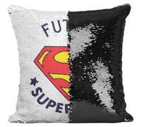 Fabulous Housse de Coussin à Sequin - Paillettes Noir Futur Superman [40 x 40 cm] Noir G