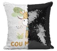 Fabulous Housse de Coussin à Sequin - Paillettes Noir Girafe Cou Monté [40 x 40 cm] Noir G
