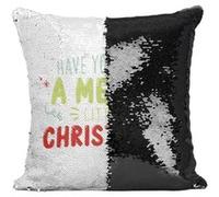 Fabulous Housse de Coussin à Sequin - Paillettes Noir Have Yourself a Merry Little Christmas [40 x 40 cm] Noir G