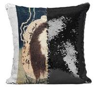 Fabulous Housse de Coussin à Sequin - Paillettes Noir Hokusai Estampe Lanterne Fantome [40 x 40 cm] Noir G