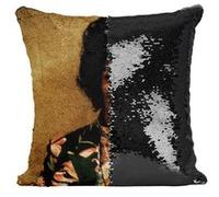 Fabulous Housse de Coussin à Sequin - Paillettes Noir Jimi Hendrix Guitariste Habits a Fleur [40 x 40 cm] Noir G