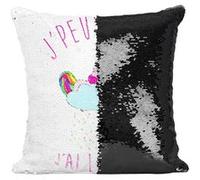 Fabulous Housse de Coussin à Sequin - Paillettes Noir J'Peux Pas J'Ai Licorne Licorne Qui Dort sur Nuage [40 x 40 cm] Noir G